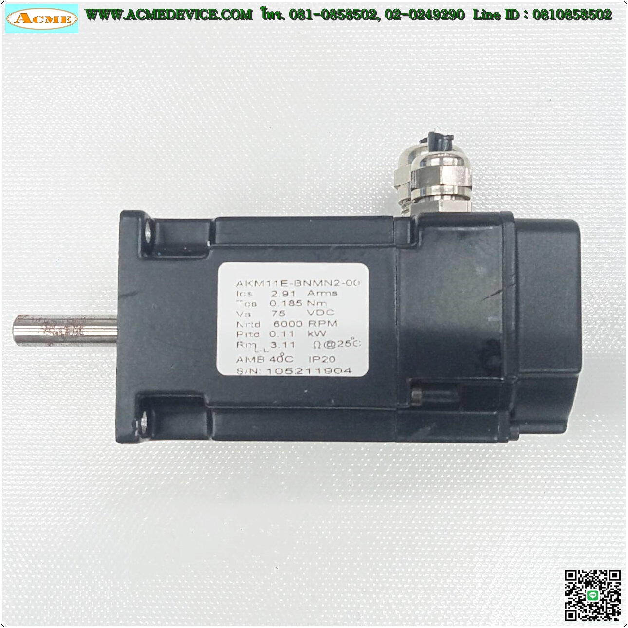 Servo Motor Kollmorgen, AKM11E-13NMN2-00, 0.11kW (100W), 6000RPM