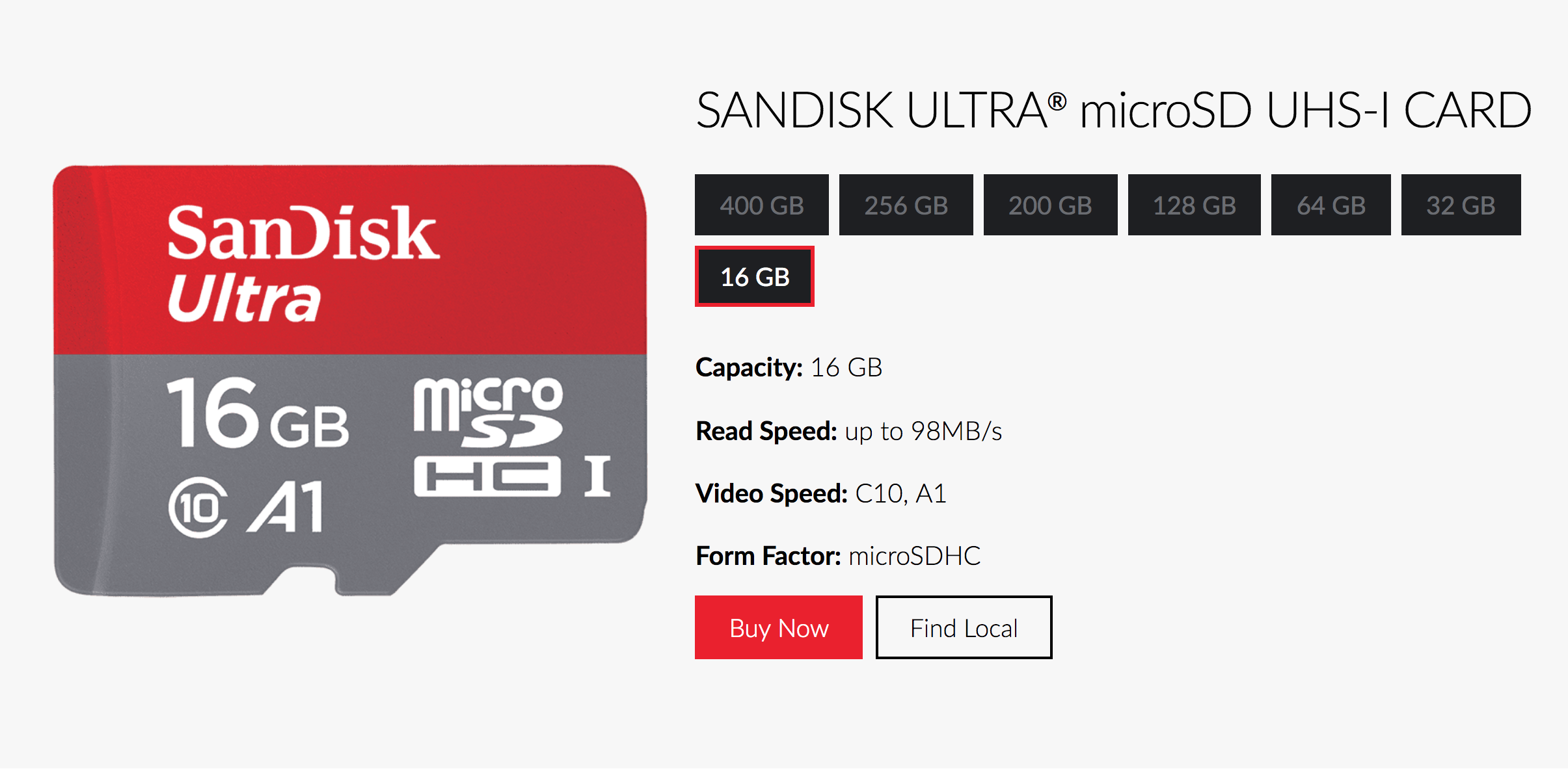 SanDisk Micro SDHC CARD Ultra C10 98MB/S (ไมโครเอสดีการ์ด)