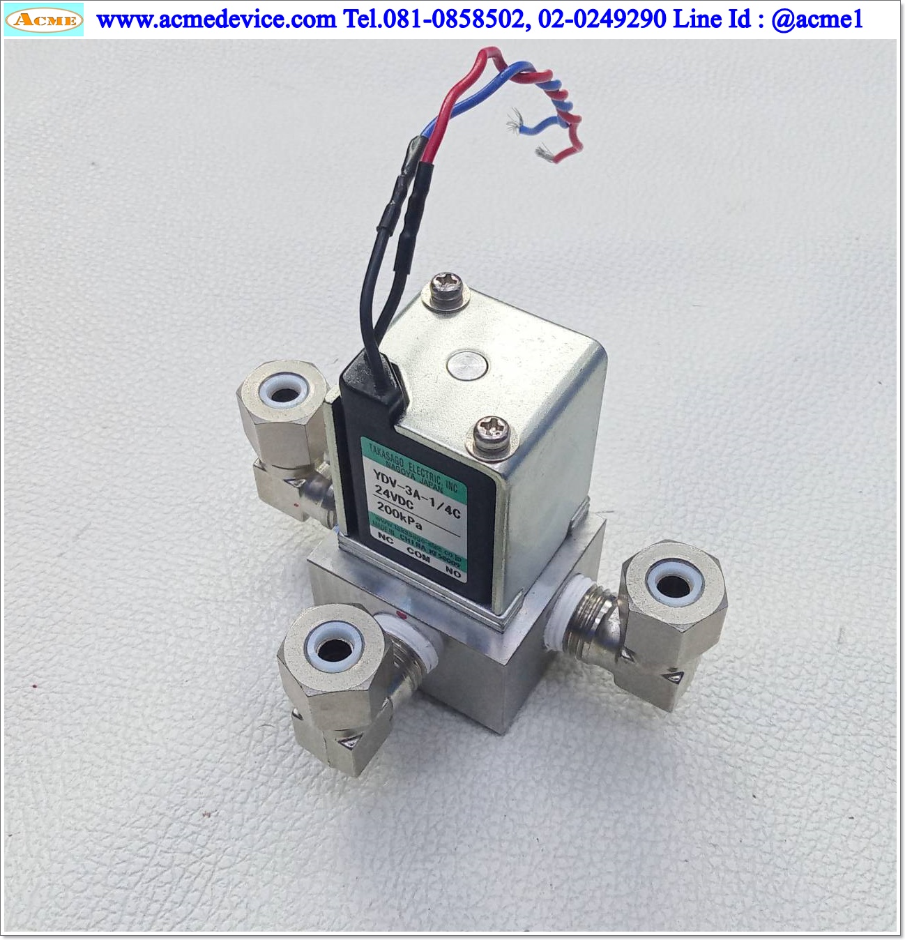 Solenoid Valve Takasago รุ่น YDV-3A-1/4C, 3/2, 24Vdc