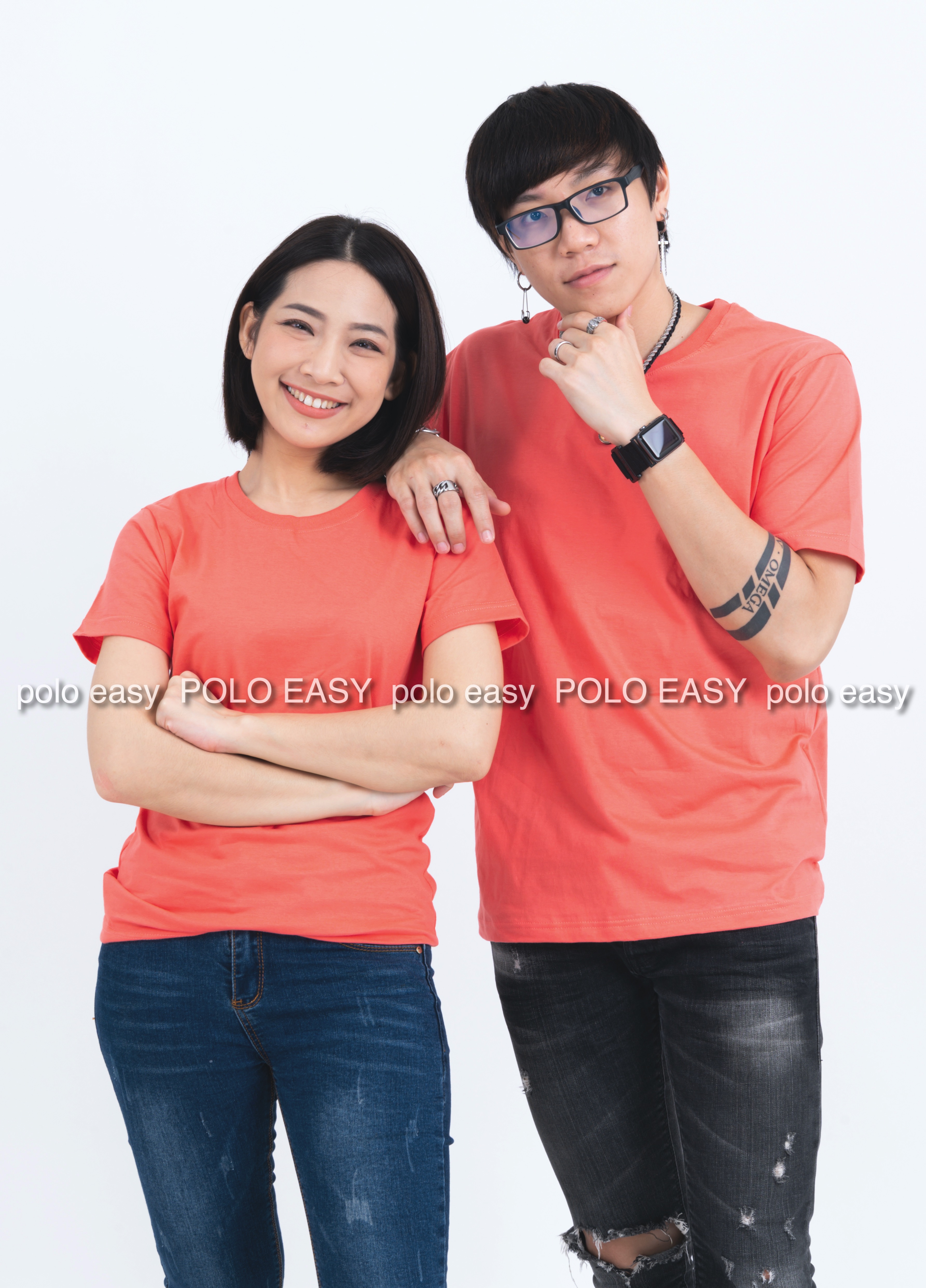 3XL เสื้อยืด สีโอลด์โรส คอกลม แขนสั้น 3XL
