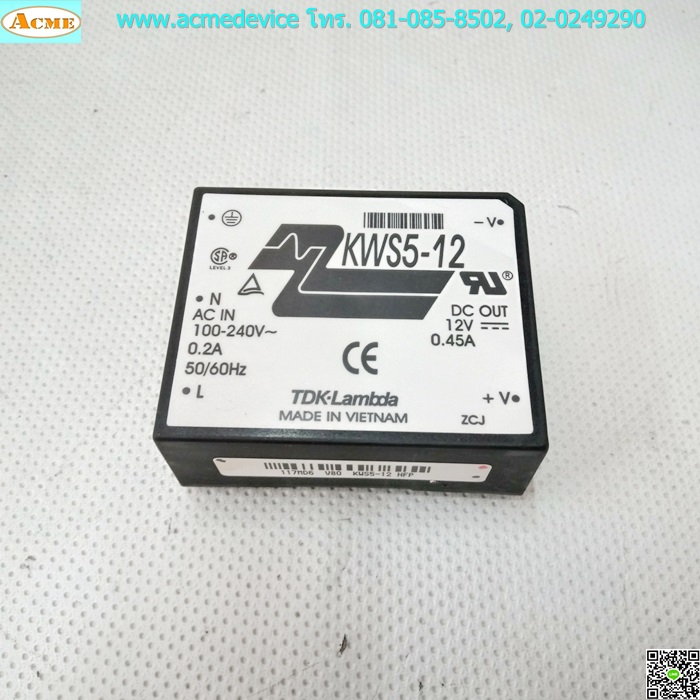 Power Supply TDK รุ่น KWS5-12, Output 12V, 0.45A, 5W