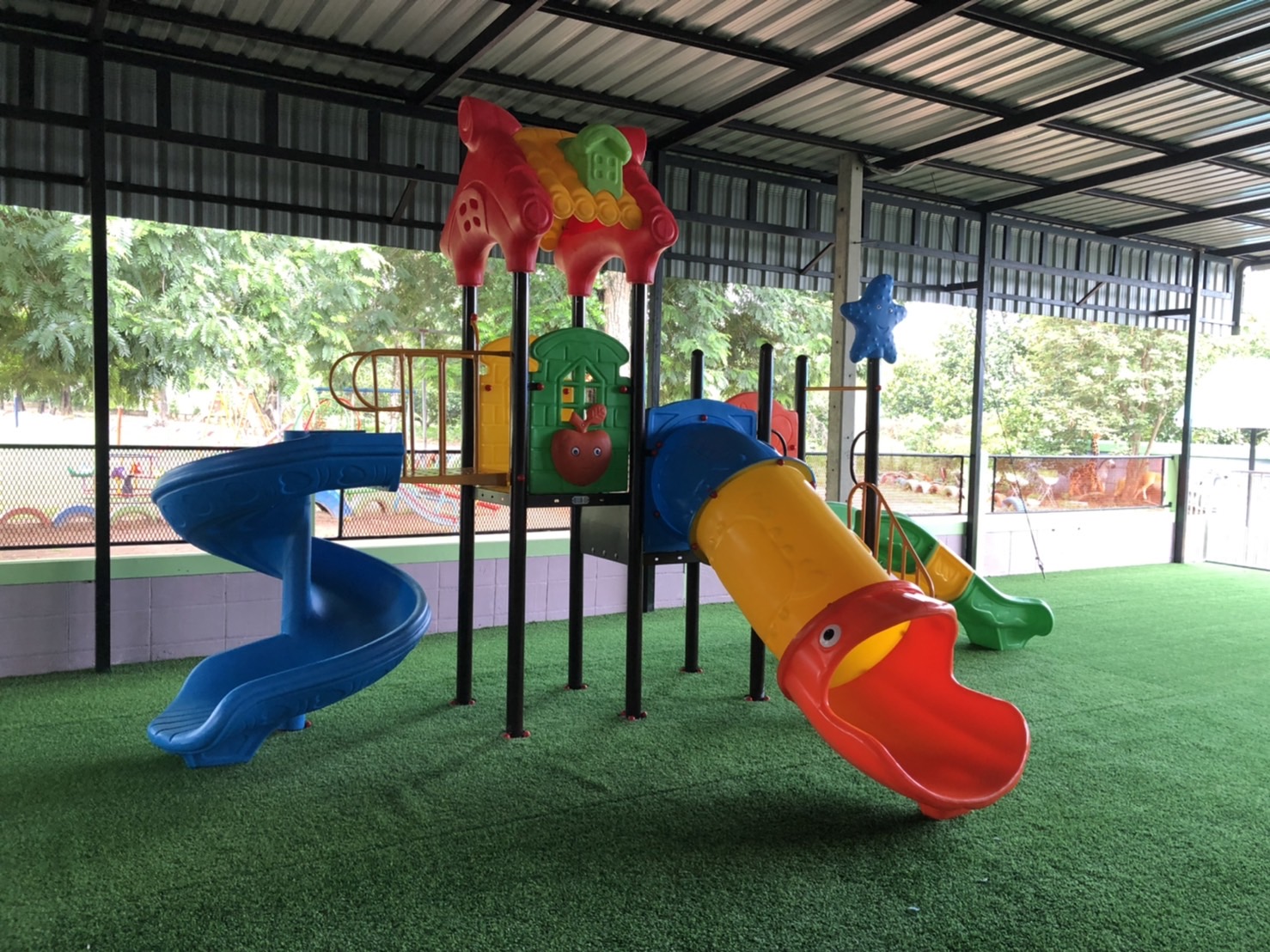 เครื่องเล่นสนาม ชุด ปลาดาวสไลเดอร์ท่อ เครื่องเล่นเสริมพัฒนาการ