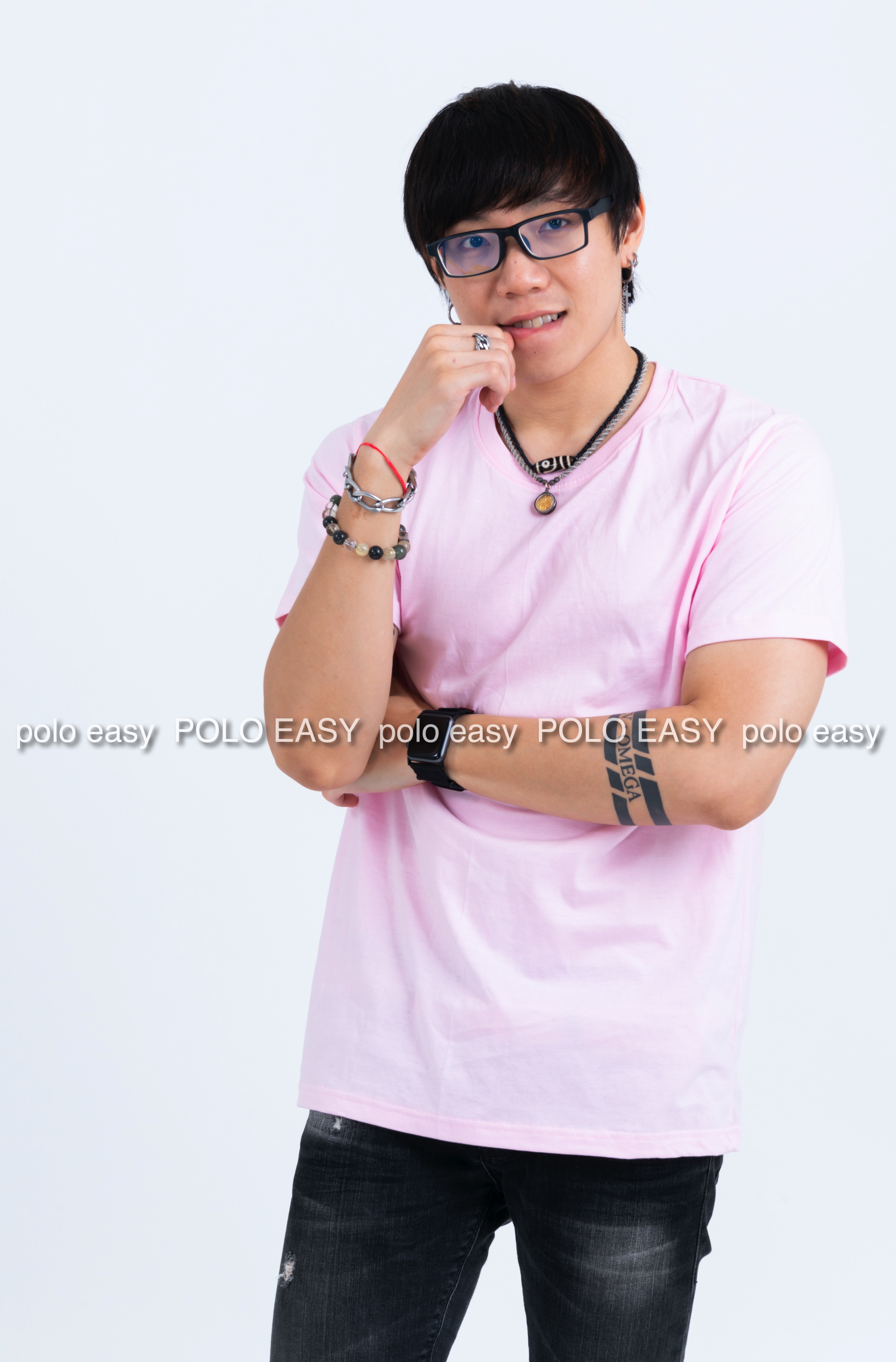 XL เสื้อยืด สีชมพูพาสเทล คอกลม แขนสั้น Size XL