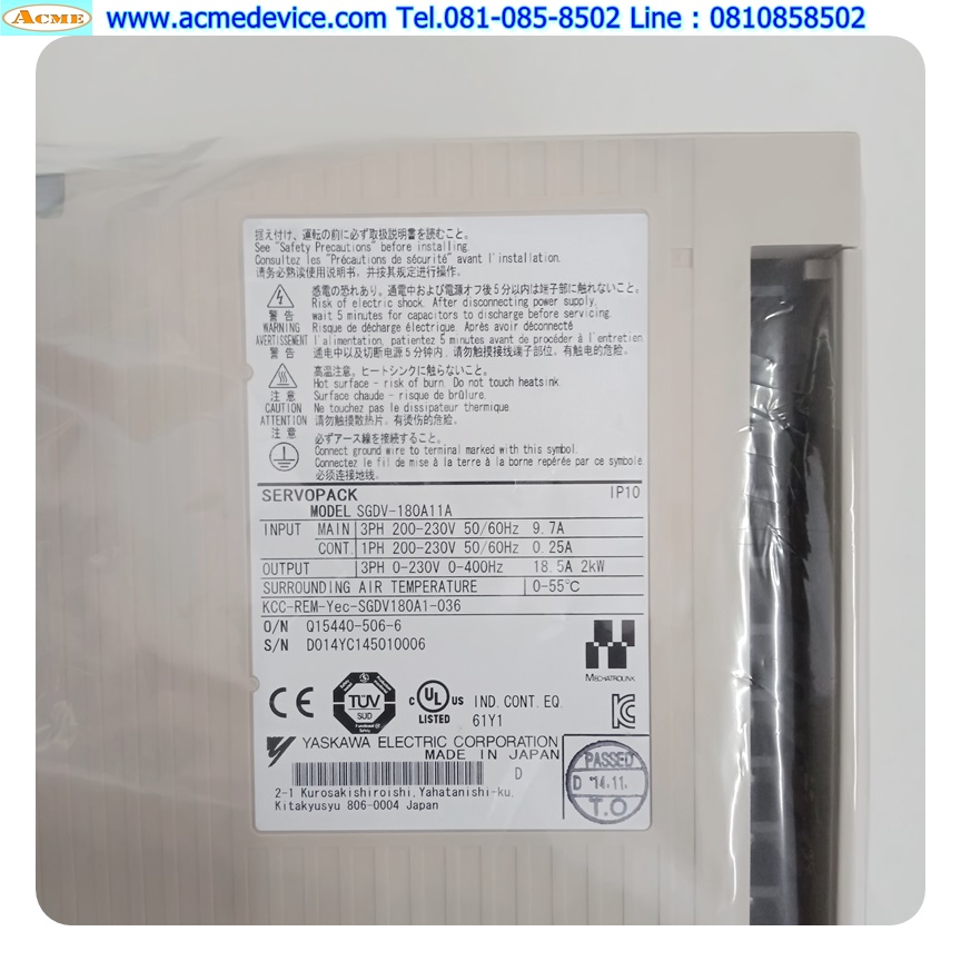 Servo Drive yaskawa รุ่น SGDV-180A11A, 2kW