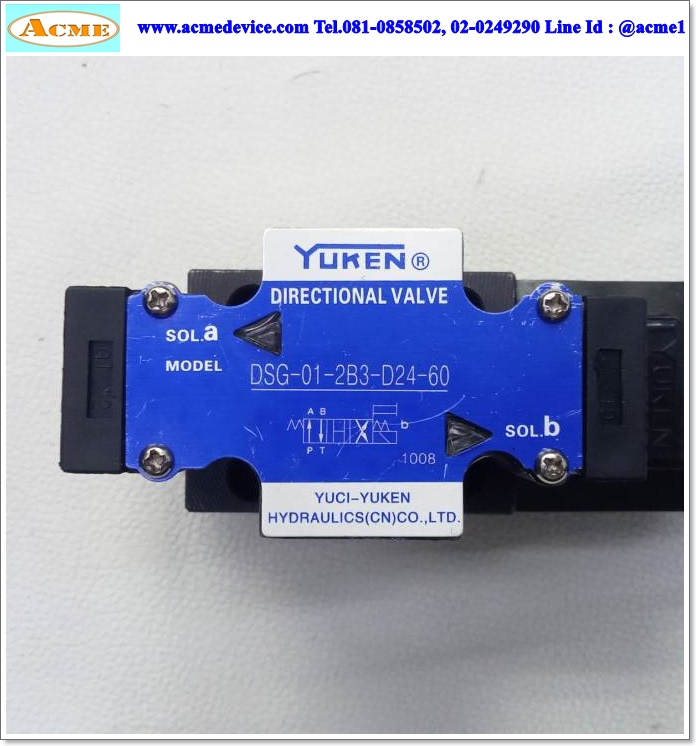 Directional Solenoid Valve Yuken รุ่น DSG-01-2B3-D24-60, 1/8, 100 L/min (น้ำมัน)
