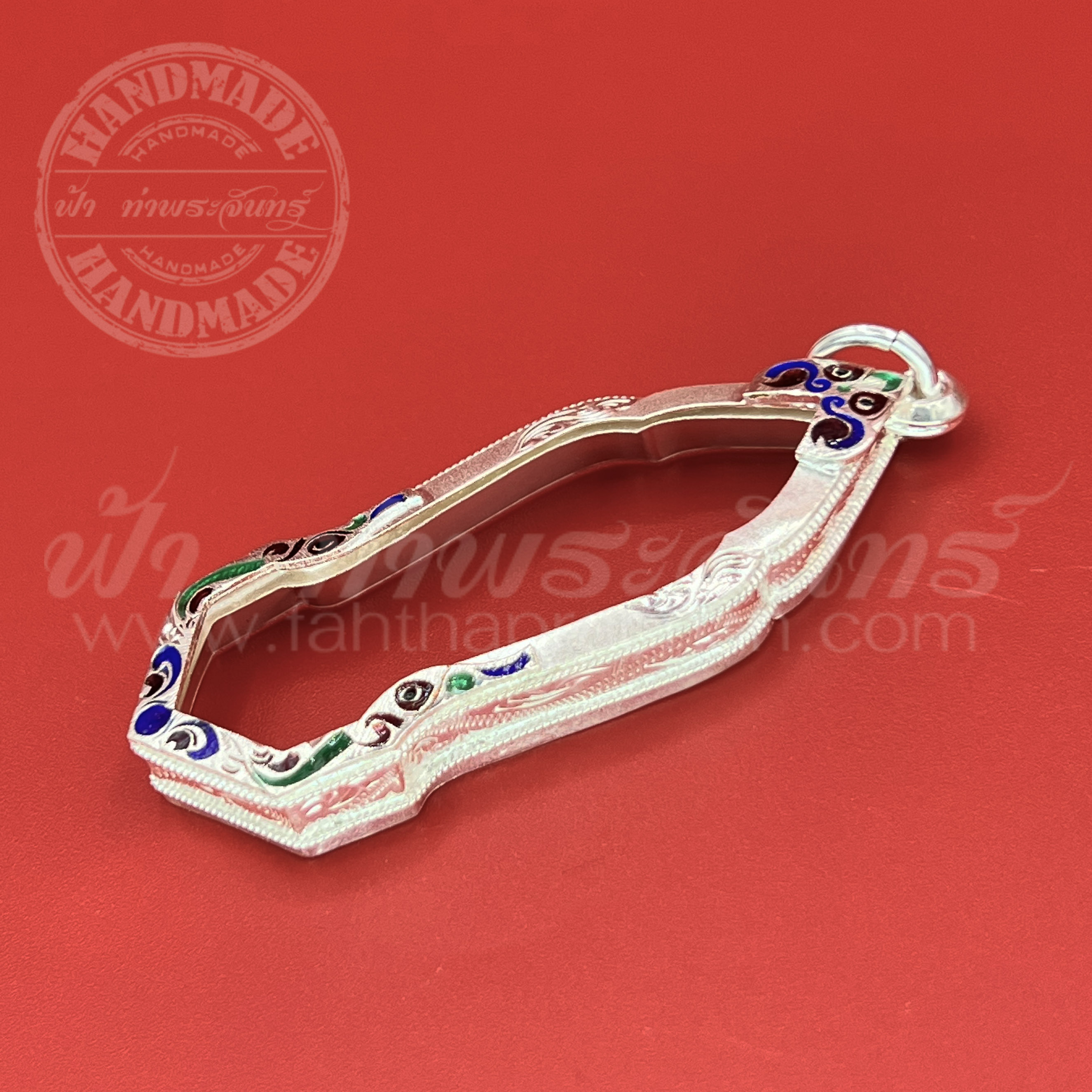 เลี่ยมจับขอบ 25 ศตวรรษ เงินแกะลาย ลงยา 92.5%