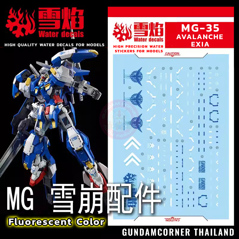 ดีคอลน้ำ MG AVALANCHE MG-35 Water Decal Fluorescent colorฃ สติ๊กเกอร์น้ำสะท้อนแสงเมื่อส่องด้วย UV Blacklight