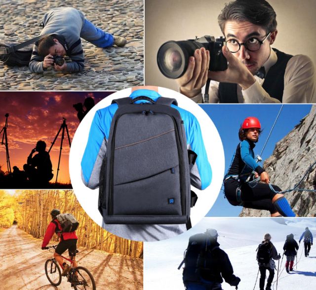 กระเป๋ากล้อง Backpack ยี่ห้อ Puluz รุ่น PU5011 สำหรับใส่กล้อง ขาตั้ง อุปกรณ์กล้อง สีเทา