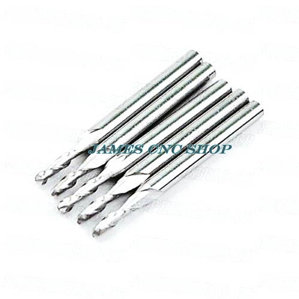 ดอกกัด CNC Ball Mills ขนาด 3.175mm x 2mm 2 ฟัน.