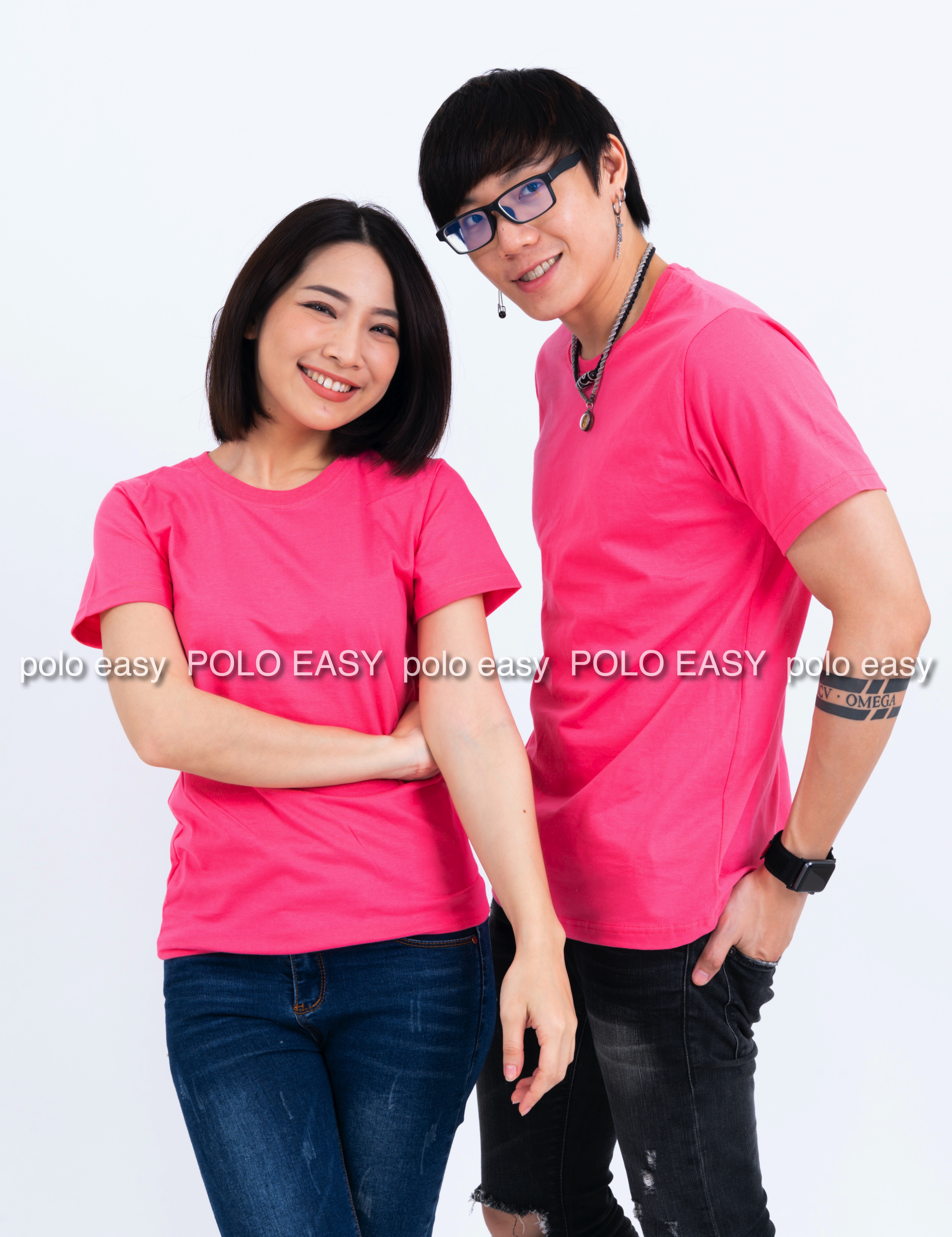 4XL เสื้อยืด สีชมพู Sweety คอกลม แขนสั้น Size 4XL
