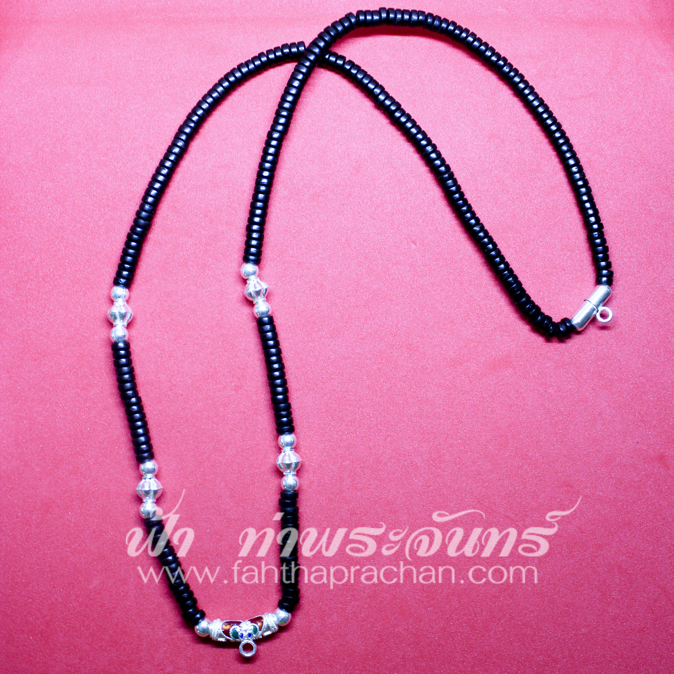 สร้อยกะลา หัวโค้งเงินแท้ลงยา ห่วงหลัง