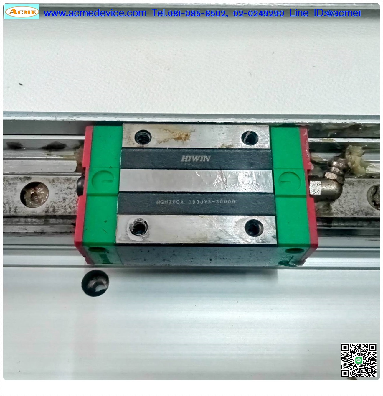 แกนสําเร็จรูป Linear Ball Slide HIWIN รุ่น HGH20GA, รางสไลด์ขนาด 20 mm, ขนาด 190 x 100 mm, ยาว 2450 mm, Stroke 2080 mm