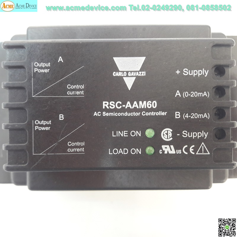 Solid State CARLO GAVAZZI รุ่น RSC-AAM60, Input 0-20mA / 4-20mA, Output 3P 400Vac 50A