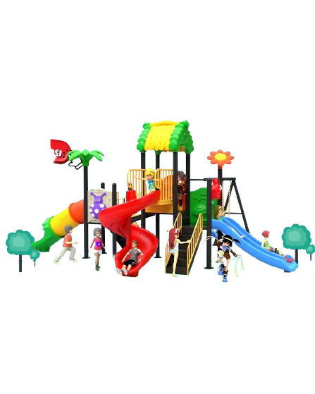 เครื่องเล่นสนาม ชุด ดอกไม้สไลด์ท่อพร้อมชิงช้า playground