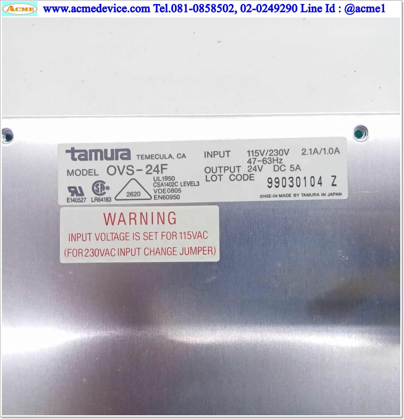 Power Supply Tamura รุ่น OVS-24F, Output 24V, 5A, 120W, Power Input 115/230V