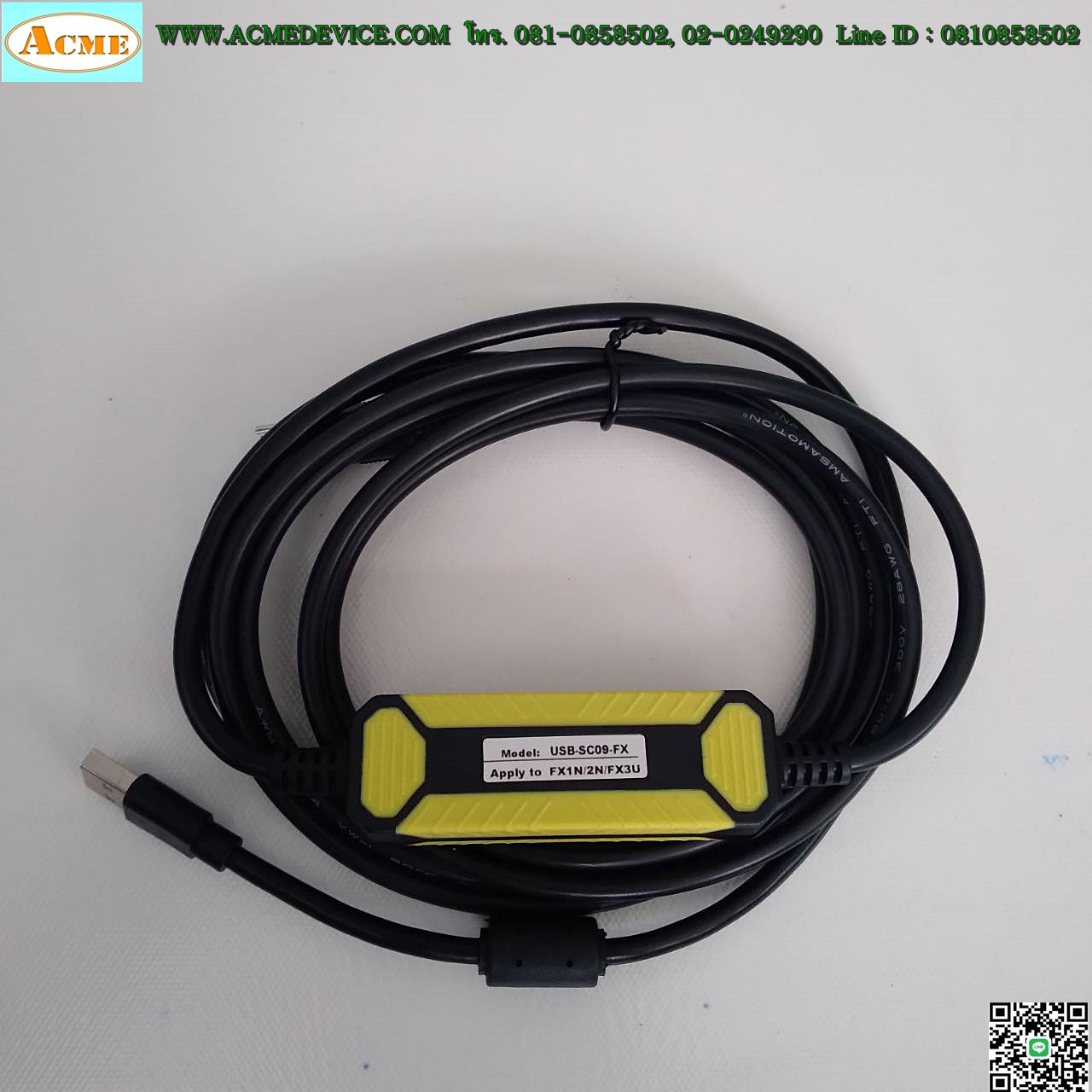 Download cable สายโหลด รุ่น USB-SC09-FX แบบ 1 หัว, ใช้กับ PLC Mitsubishi FX series (สาย 2.5m)