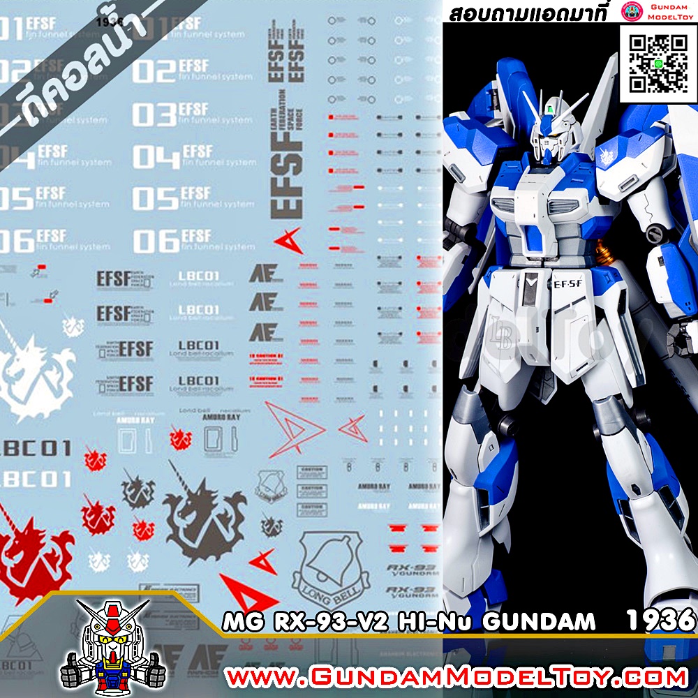 MG RX-93-V2 Hi-Nu GUNDAM WATER DECAL ดีคอลน้ำไฮ นู กันดั้ม