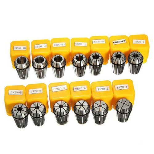 ชุดหัวคลอเลต ER20 13 ชิ้น 13PCS ER20 HSS Spring Collet Set for CNC Milling Engraving Machine Lathe Tool
