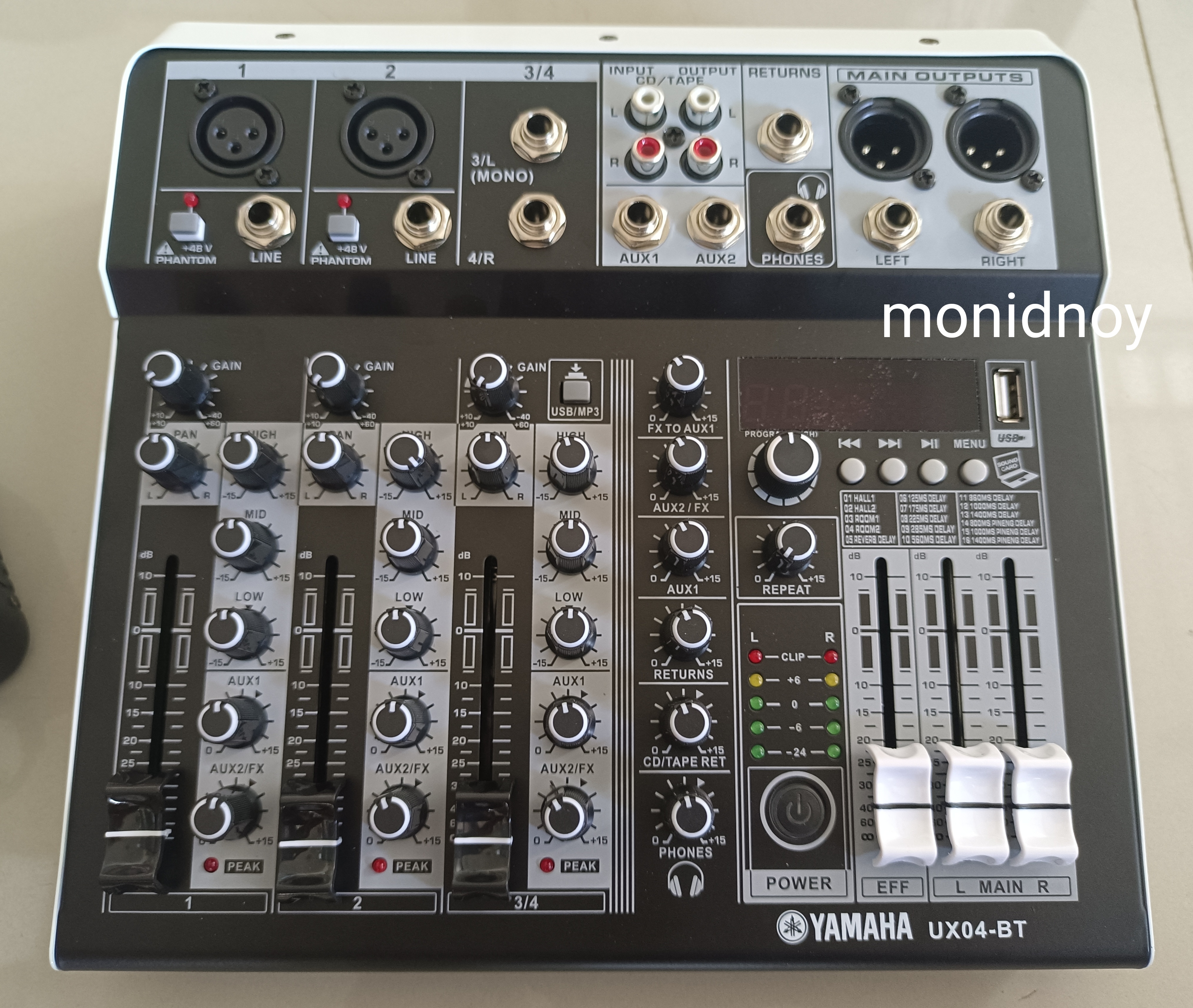 MIXER 4CH เอฟเฟค 16DSP ใชไฟ DC 12V เสียงดี มี Bluetooth ในตัว