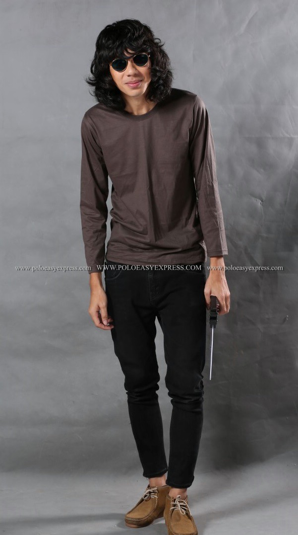 เสื้อยืด สีเทาเข้ม คอกลม แขนยาว Size L