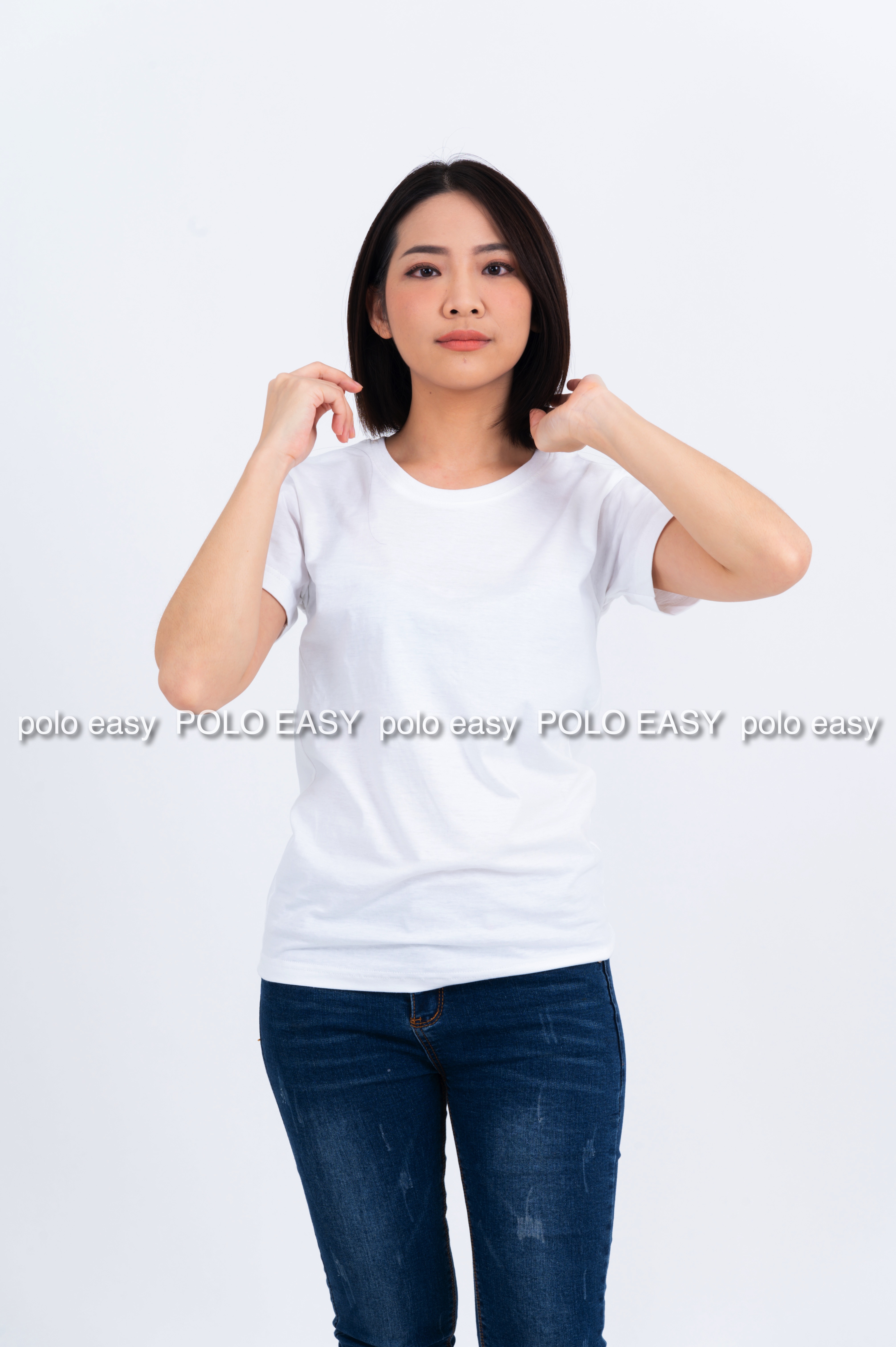 S เสื้อยืด สีขาว คอกลม แขนสั้น Size S