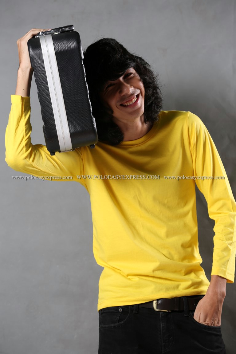 เสื้อยืด สีเหลือง คอกลม แขนยาว Size 3XL