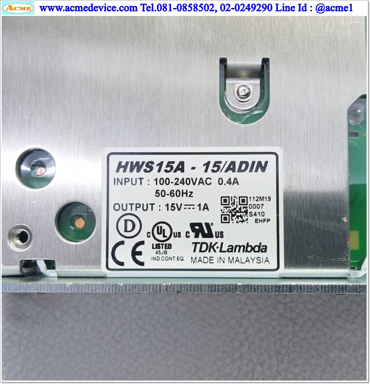 Power Supply TDK รุ่น HWS15A-15/ADIN, Output 15V, 1A, 15W