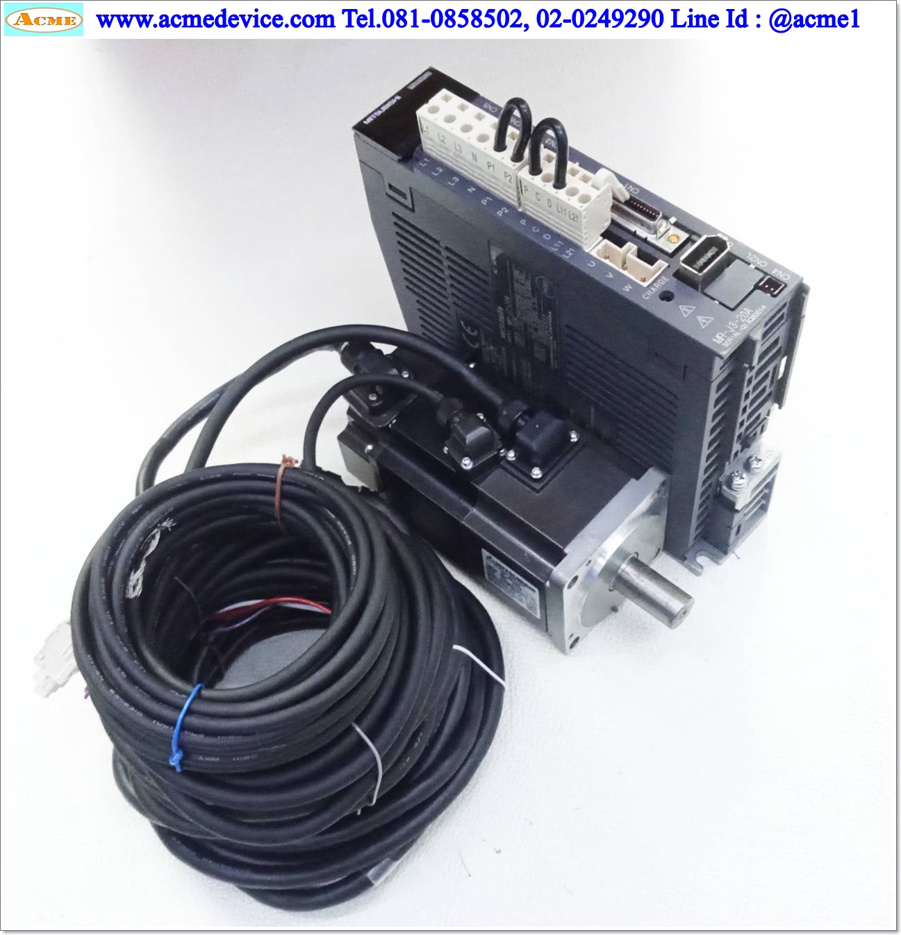 Servo Drive Mitsubishi รุ่น MR-J3-20A & Motor HF-KP23B, 200W (with Break)