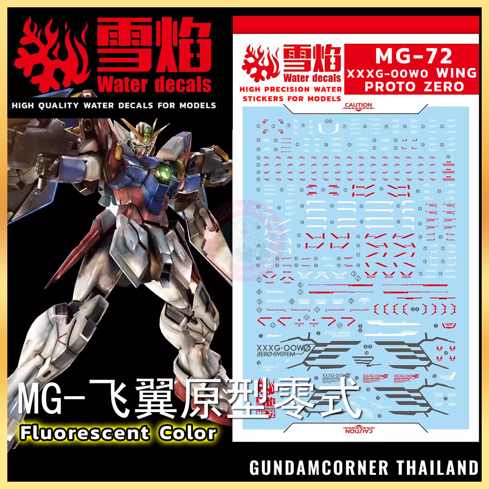 ดีคอลน้ำ MG WING PROTO ZERO MG-72 Water Decal Fluorescent color สติ๊กเกอร์น้ำเรืองแสงสำหรับติดบนกันดั้ม