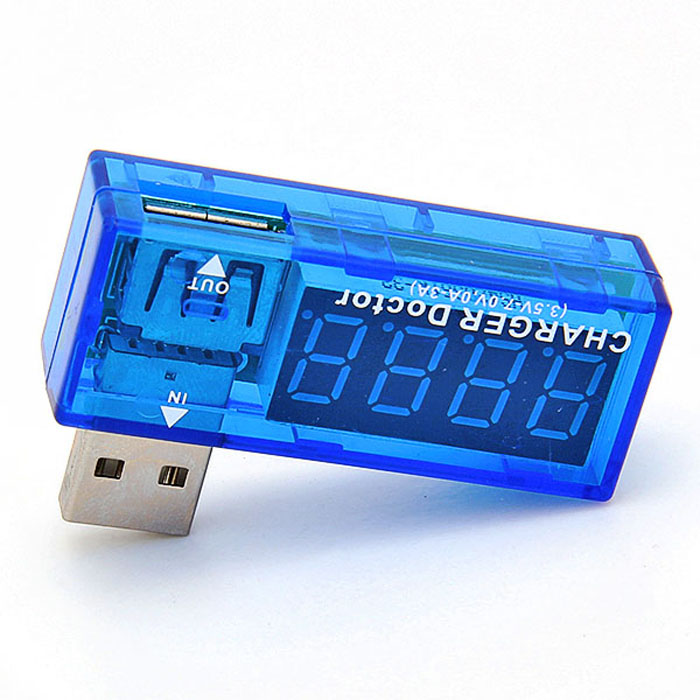 ตัววัดกระแสและแรงดันไฟฟ้าพอต USB แบบดิจิตอล (CHARGER Doctor for USB Port 3.5V - 7.0V, 0A - 3A)