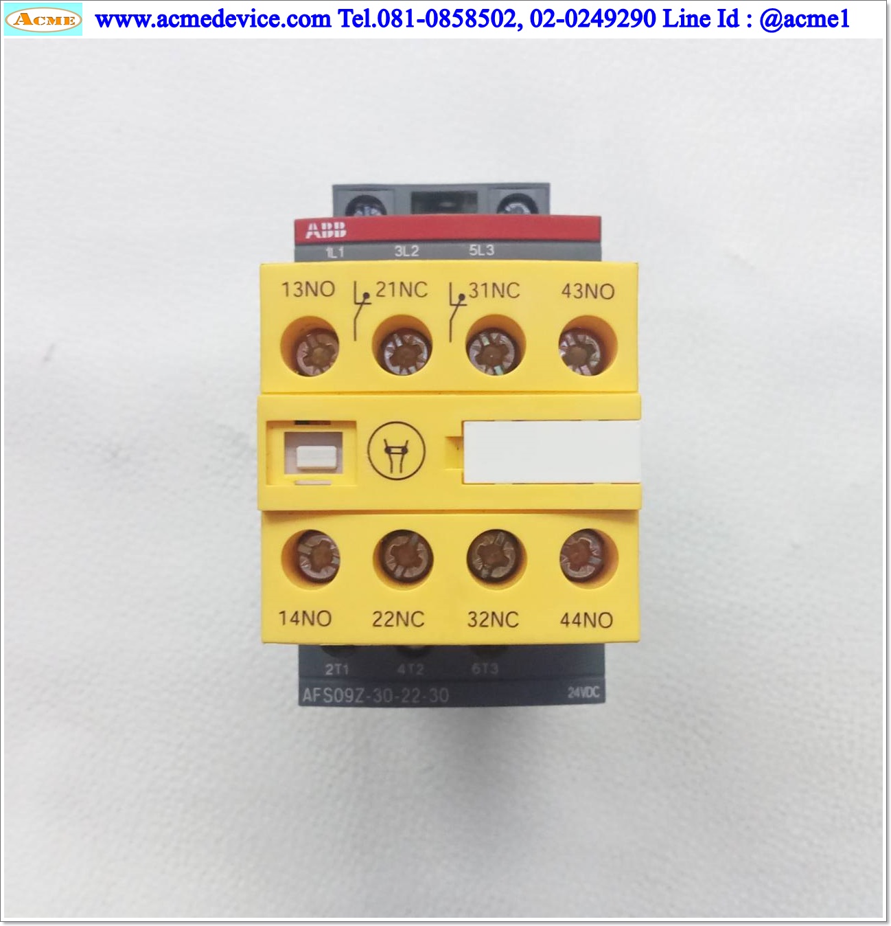Magnetic Contactor ABB รุ่น AFS09Z-30-22-30, 24Vdc, 25A, 3Pole (คอนเเทคเสริมล็อคกาว)
