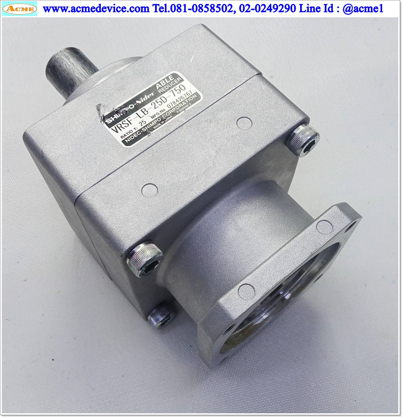 Gear Head Nidec รุ่น VRSF-LB-25D-750, Ratio 25:1 (เพลาเข้า 19 mm., ออก 24 mm.) for 750W