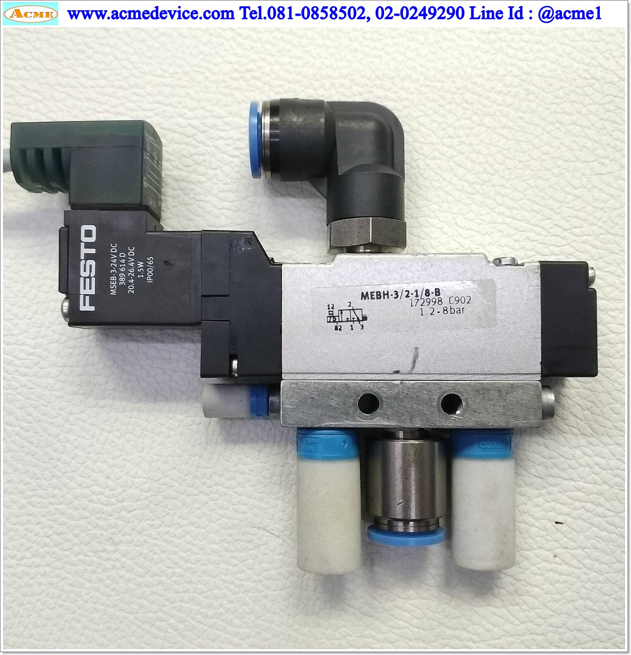 Solenoid Valve Festo รุ่น MEBH-3/2-1/8-B, 3/2, Coil 24Vdc