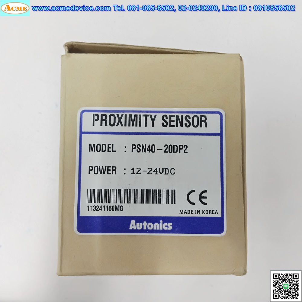 Proximity Autonics รุ่น PSN40-20DP2, ระยะ 20mm, 3Wire, PNP, NC
