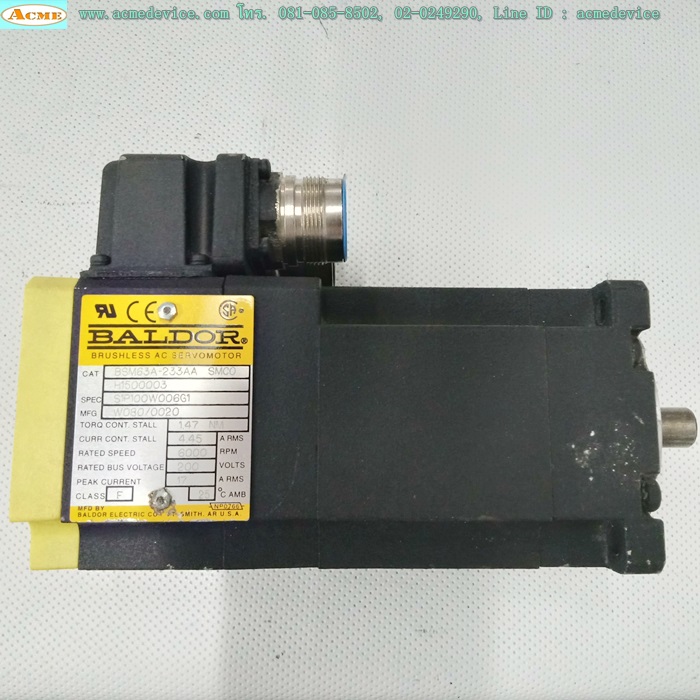 Brushless AC Servo Motor Baldor รุ่น BSM63A-233AA, 200V, 17A