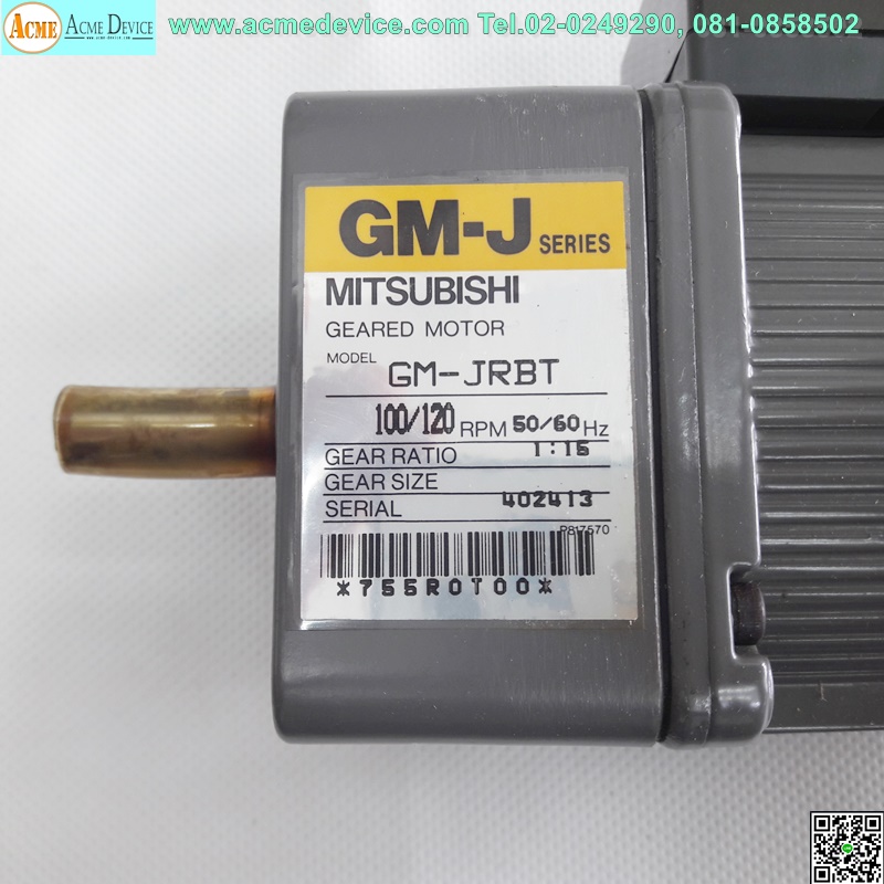 1Phase Induction Motor Mitsubish รุ่น GM-J, 25W, 100V & Gear Head รุ่น GM-JRBT, Ratio 1:16 (สินค้าใหม่)