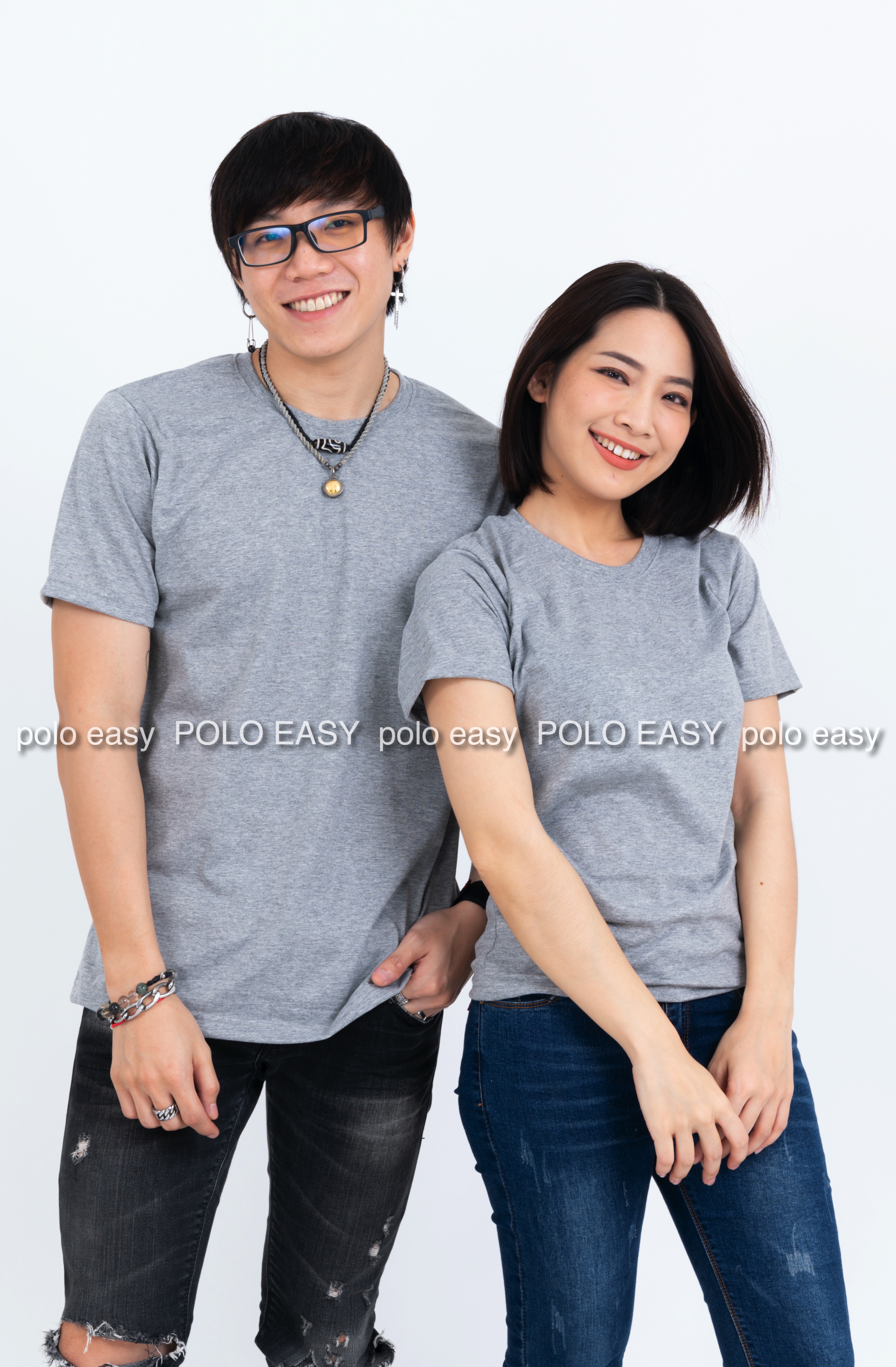 3XL เสื้อยืด สีเทาท็อปดาย คอกลม แขนสั้น Size 3XL