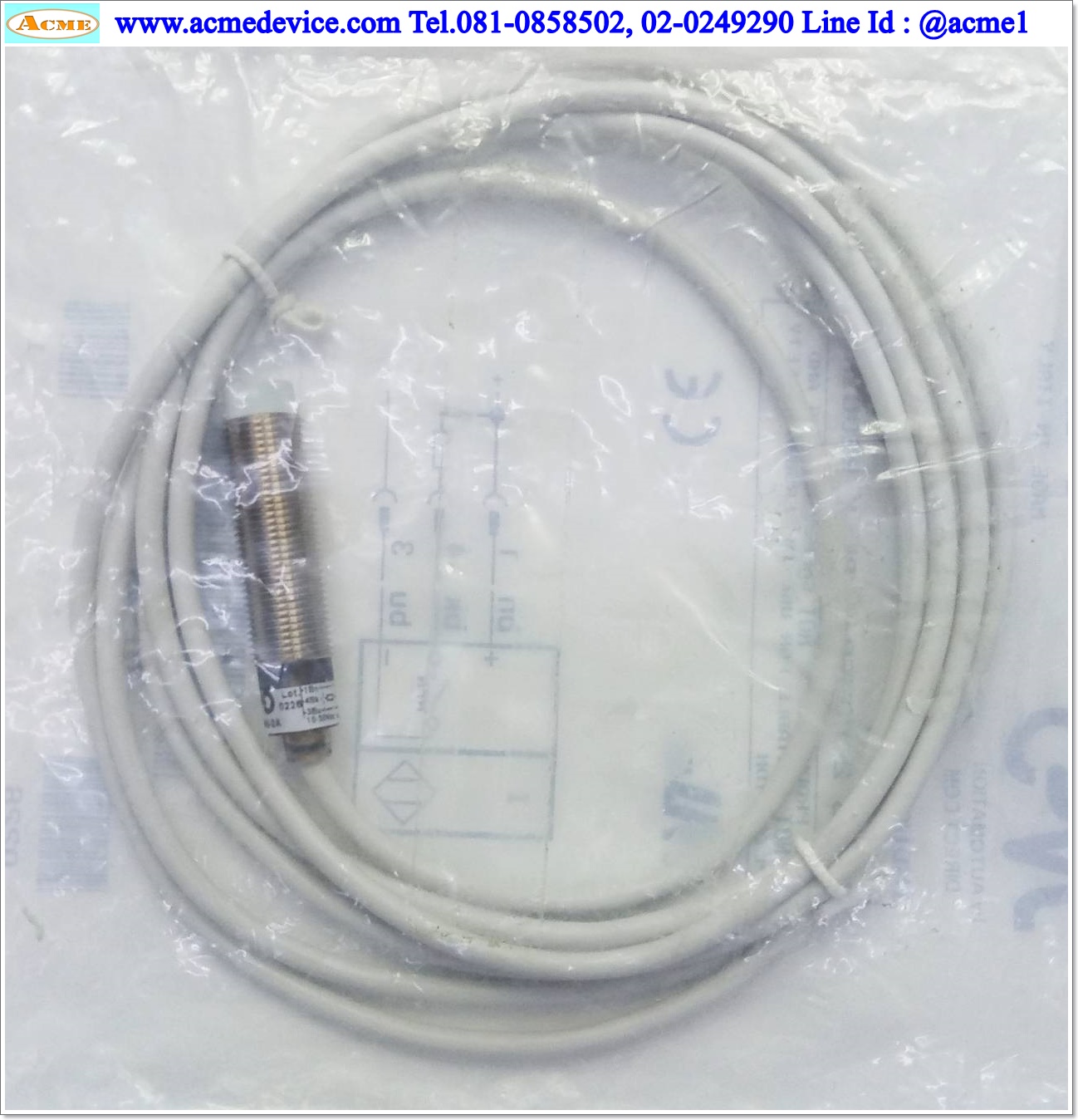 Proximity MICRO DETECTORS รุ่น AM1-AN-2A, M12, ระยะ 4mm, 3wire, NPN, NO, Unshielded, Inductive