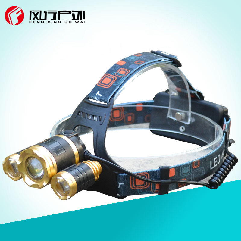 ไฟฉายคาดหัวแรงสูง Feng Xing Headlight XM-L (T6) 3 หัว ใส่แบตเตอรี่ 18650 2 ก้อน ให้แสงสว่างมากและกว้างสุด