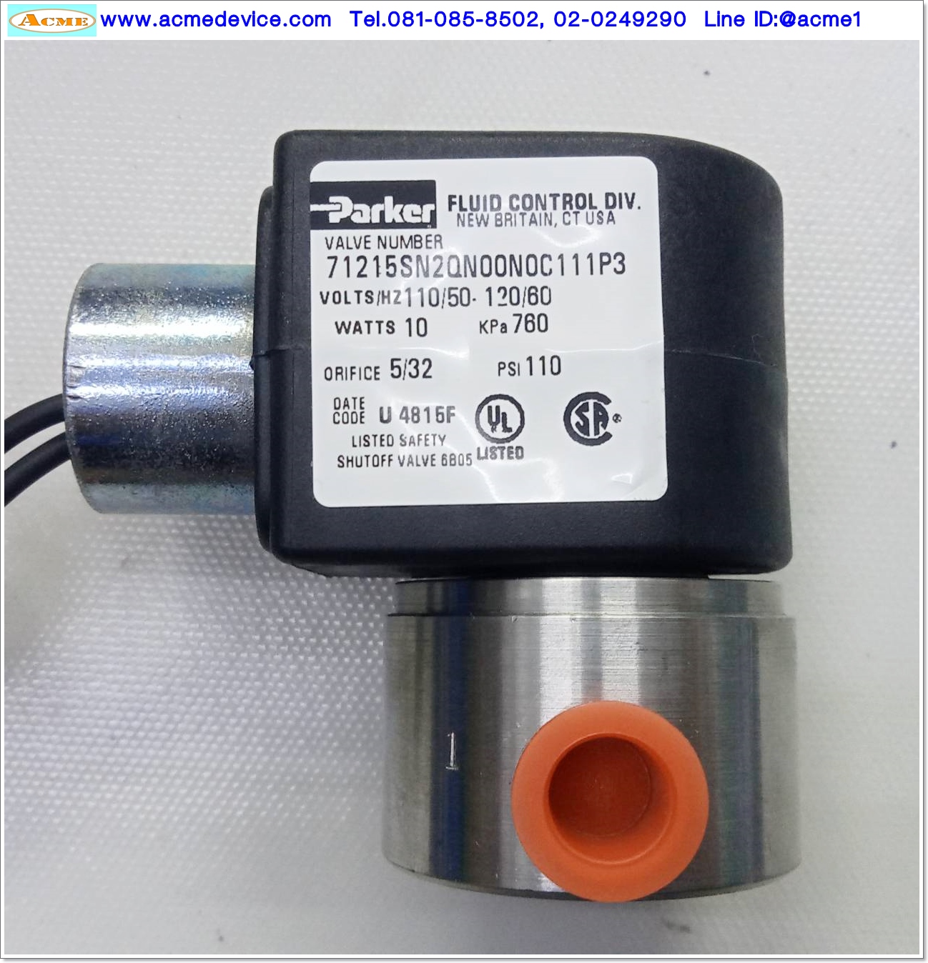 Solenoid Valve Parker รุ่น 71215SN2QN00N0C11P3, 110/120Vac, 10W