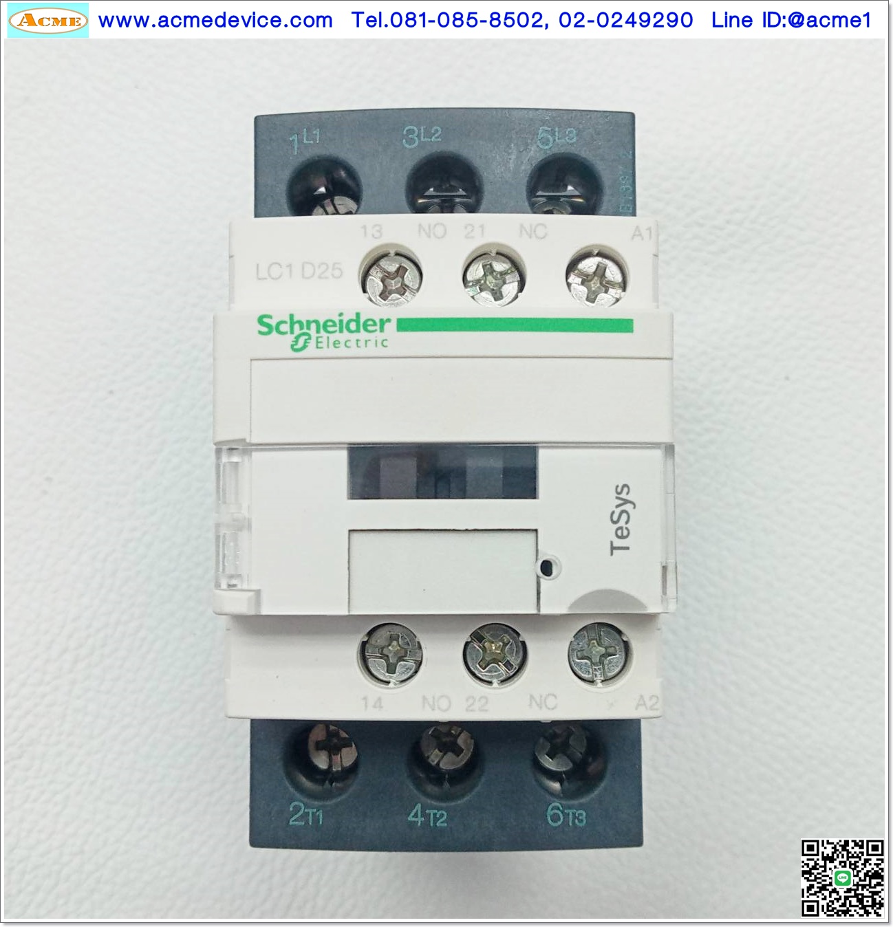 Magnetic Contactor Schneider รุ่น LC1D25M7, Current Rating 25A, Coil 220Vac