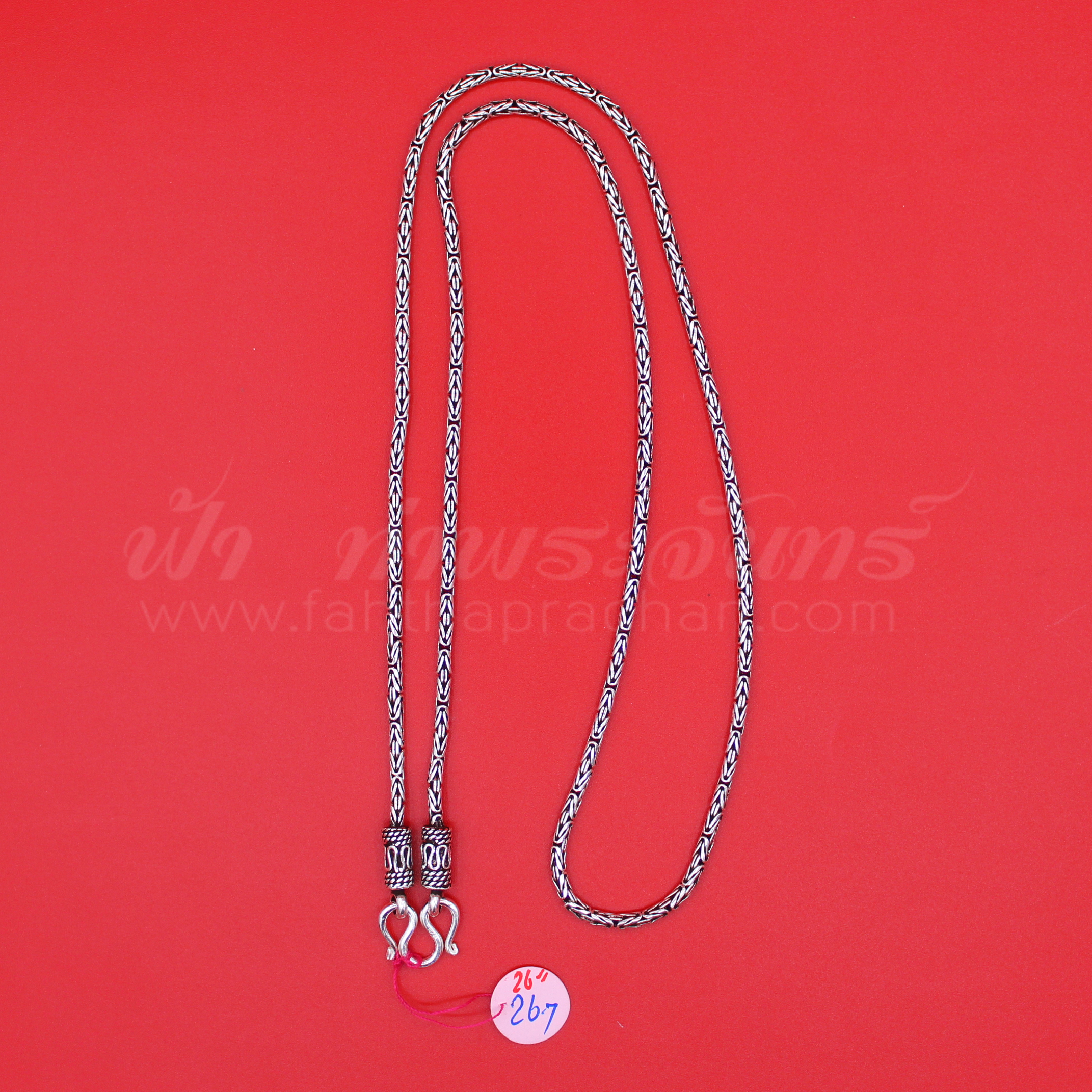 สร้อยคอเงินแท้ 92.5 ลายบาหลี หัวจรวด รมดำ