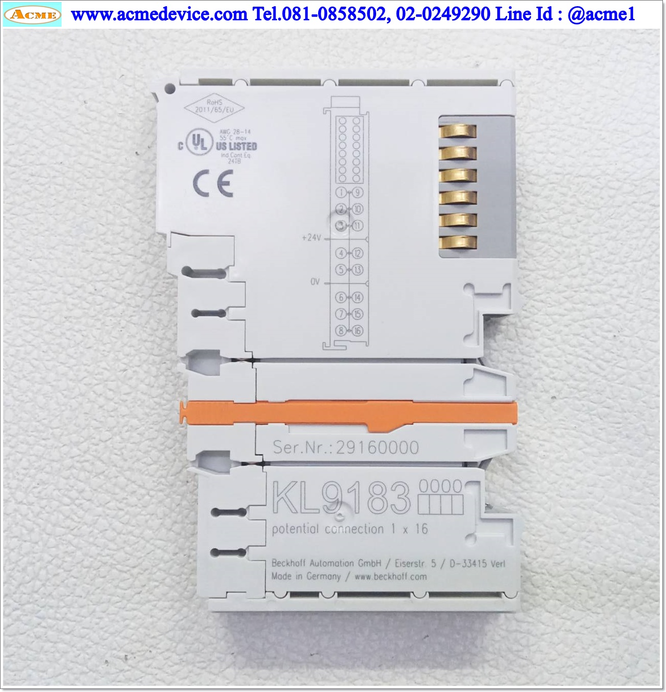 PLC Beckhoff รุ่น KL9183, Potential connection 1x16