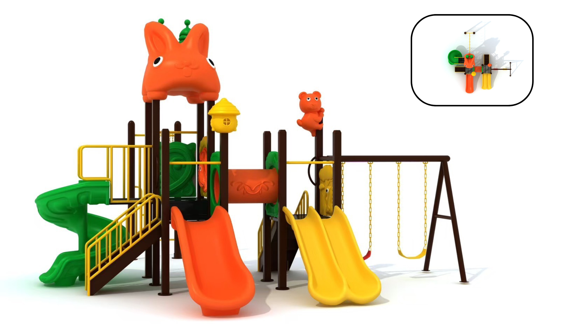 เครื่องเล่นสนามกลางแจ้ง เครื่องเล่นแสนสนุก สีสันสวยงาม ชุด Cony Slide & Swing