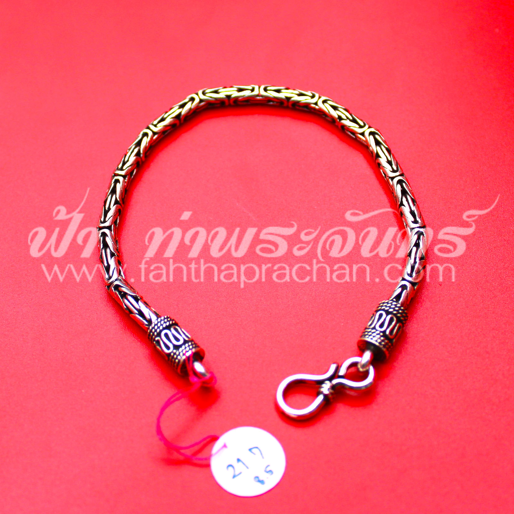 กำไลข้อมือเงินแท้ 92.5% ลายบาหลี รมดำ