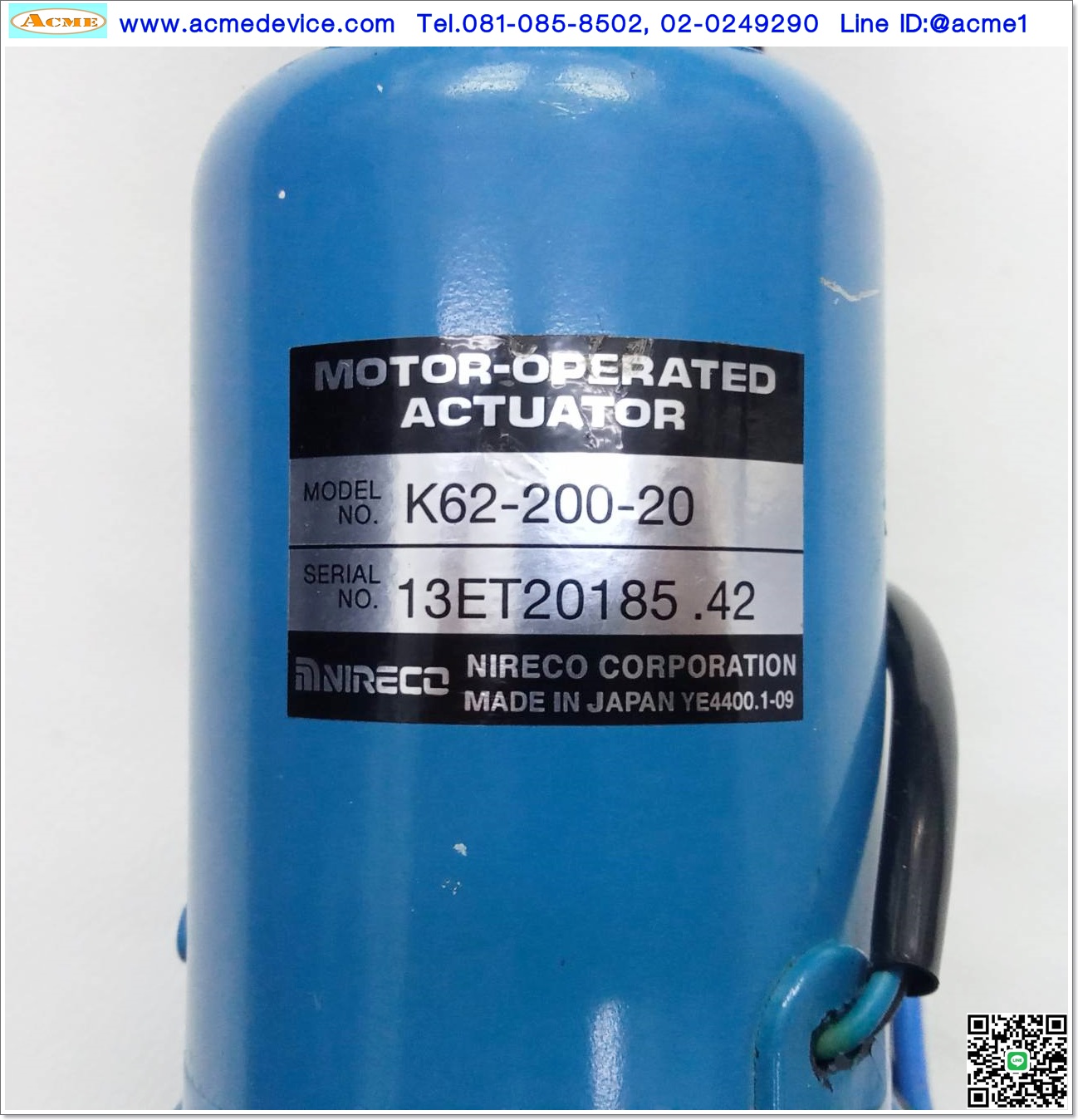 แกนสําเร็จรูป Actuator Nireco รุ่น K62-200-20, Stroke 185mm, Speed 20mm/s, voltage 36Vdc (2A)