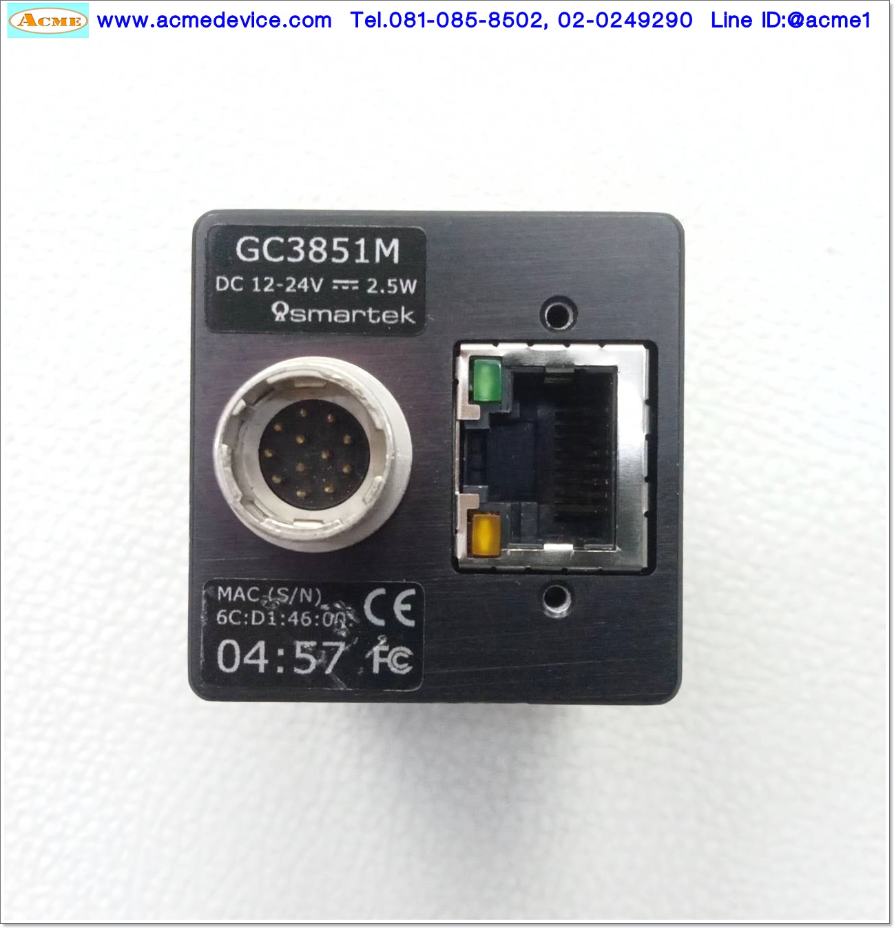 Camera Smartek รุ่น GC3851M, Sensor MT9J003, Pixels 3856x2764, 10.7 MP, Monochrome, C Mount