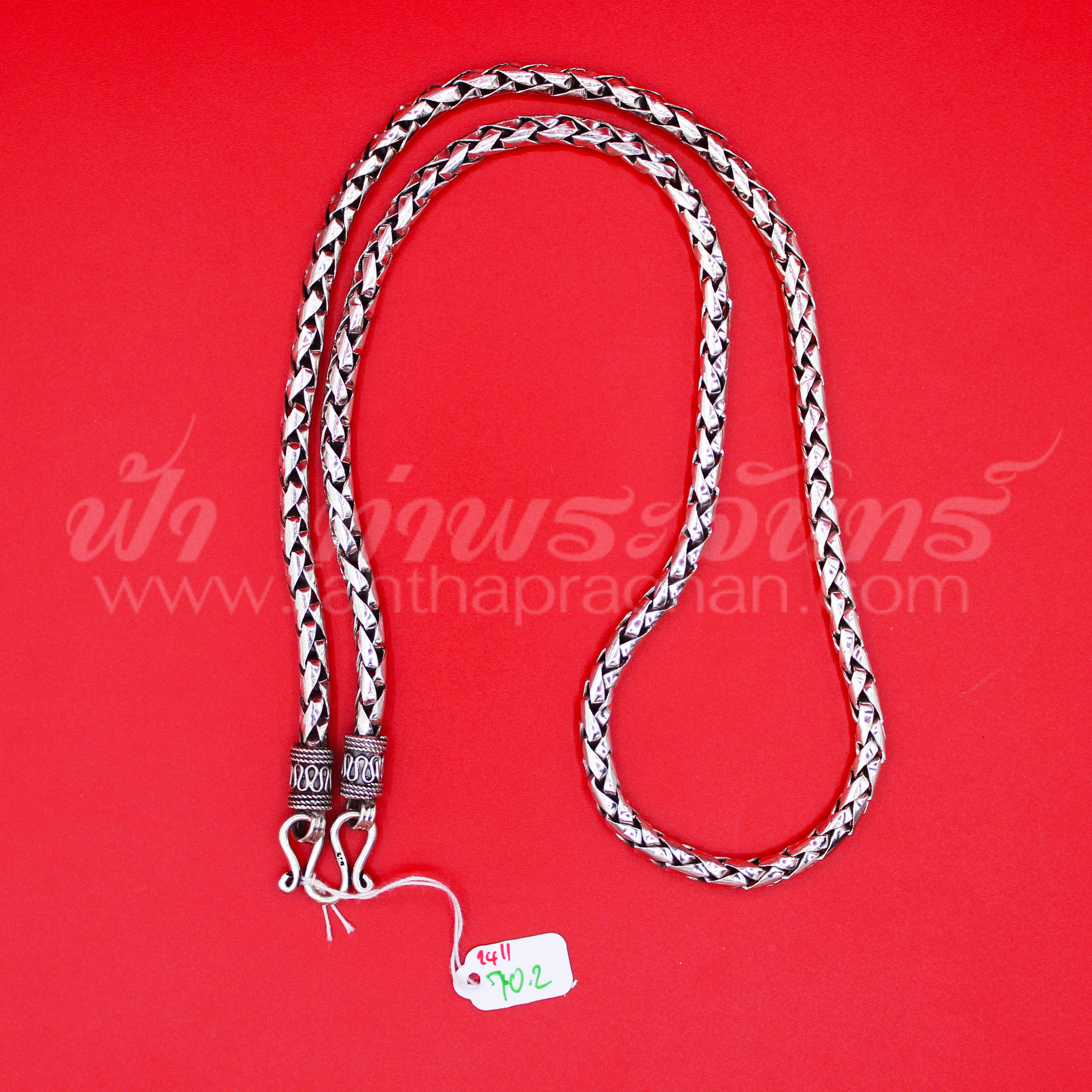 สร้อยคอเงินแท้ 92.5 ลายเปียกลม หัวจรวด รมดำ