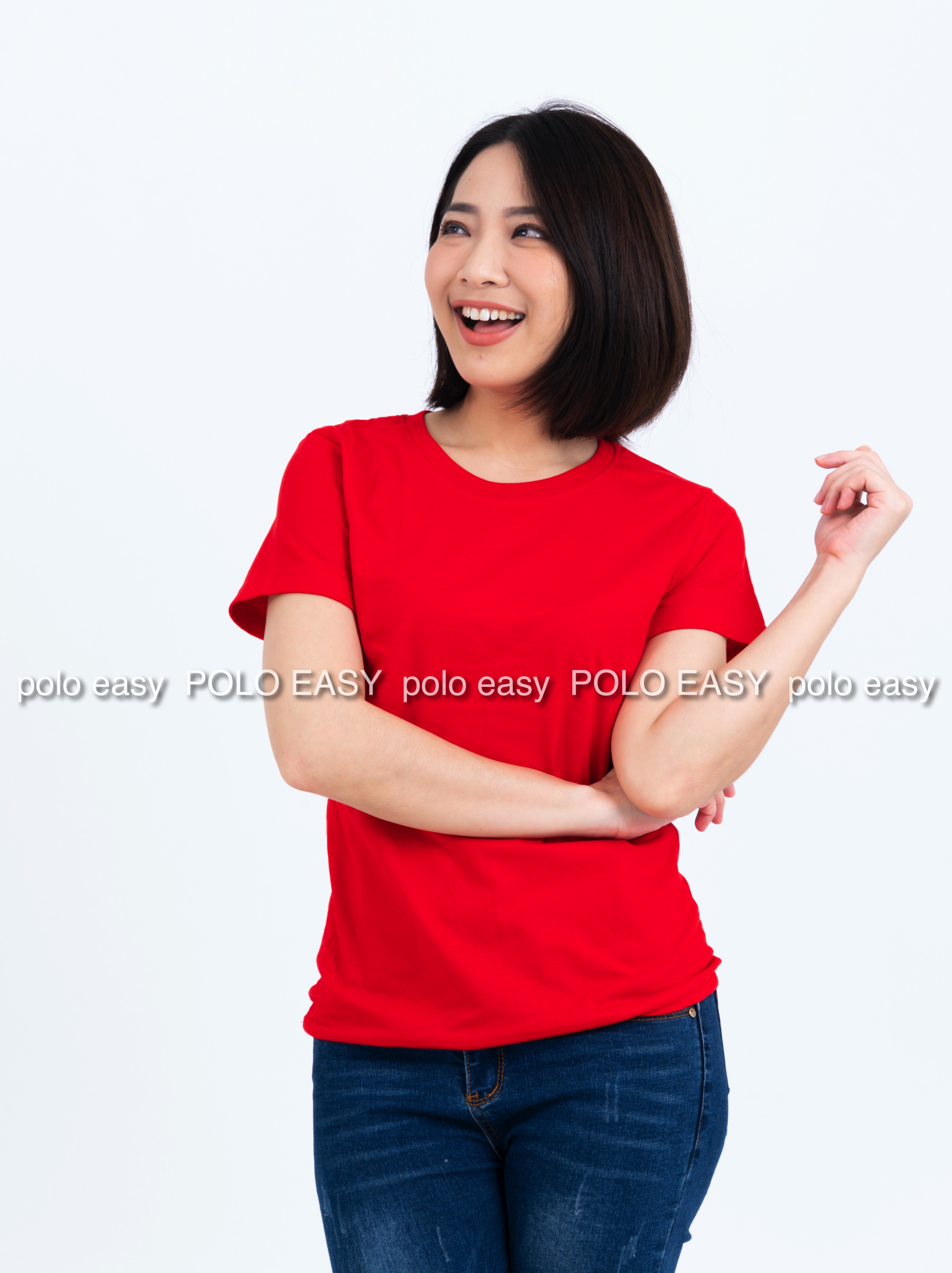 3XL เสื้อยืด สีแดง คอกลม แขนสั้น Size 3XL
