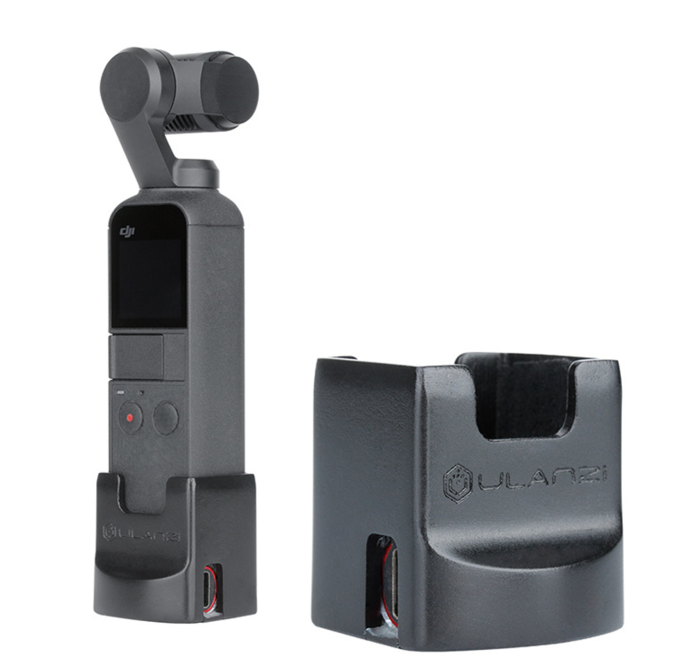 แท่นวางชาร์จยี่ห้อ Ulanzi รุ่น OP2 สำหรับ DJI OSMO Pocket สามารถต่อขาตั้งกล้องแล้วชาร์จด้านข้างของแท่นวางไปพร้อมๆกัน